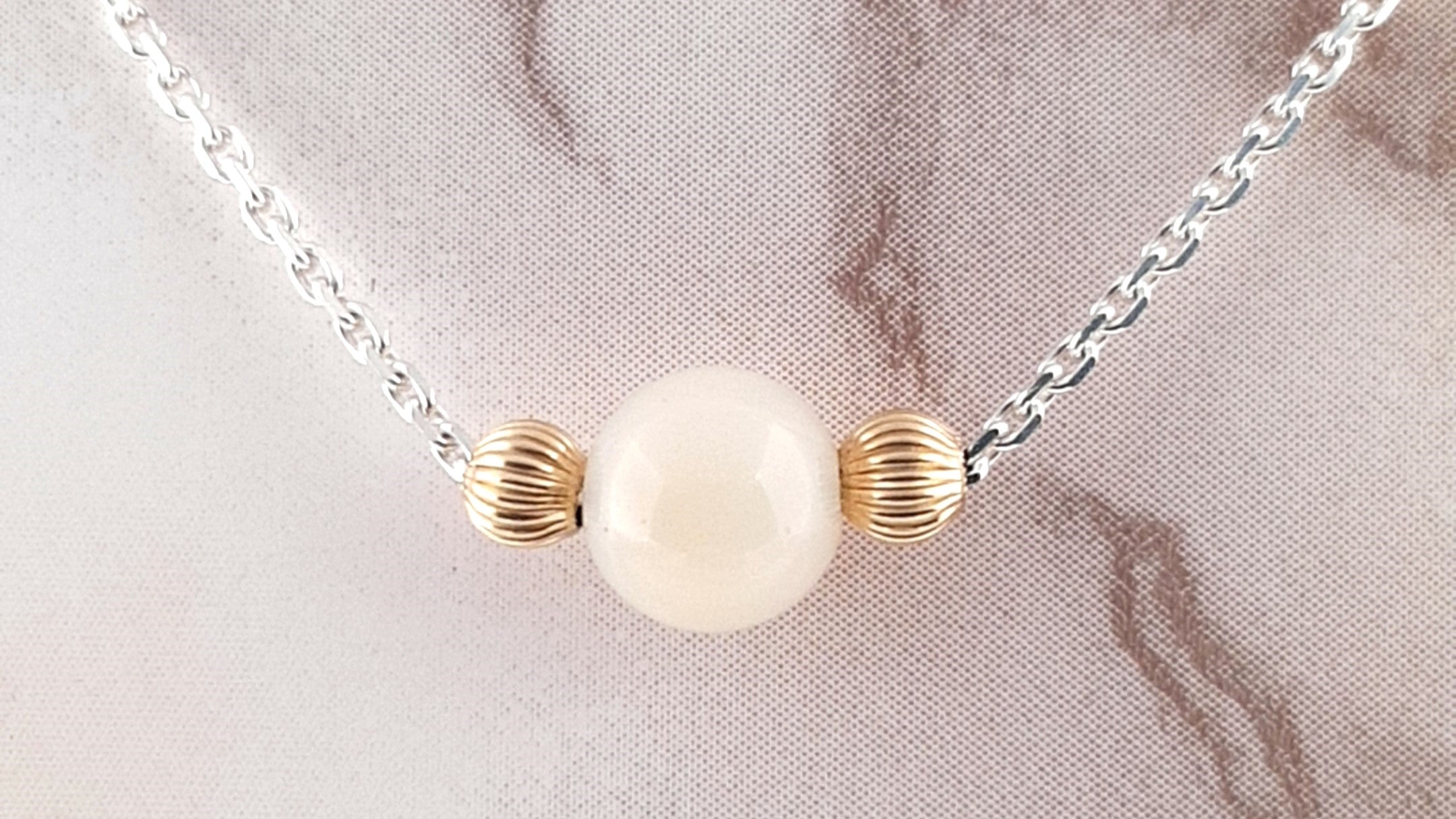 Echt Zilveren ketting met agaat met goud