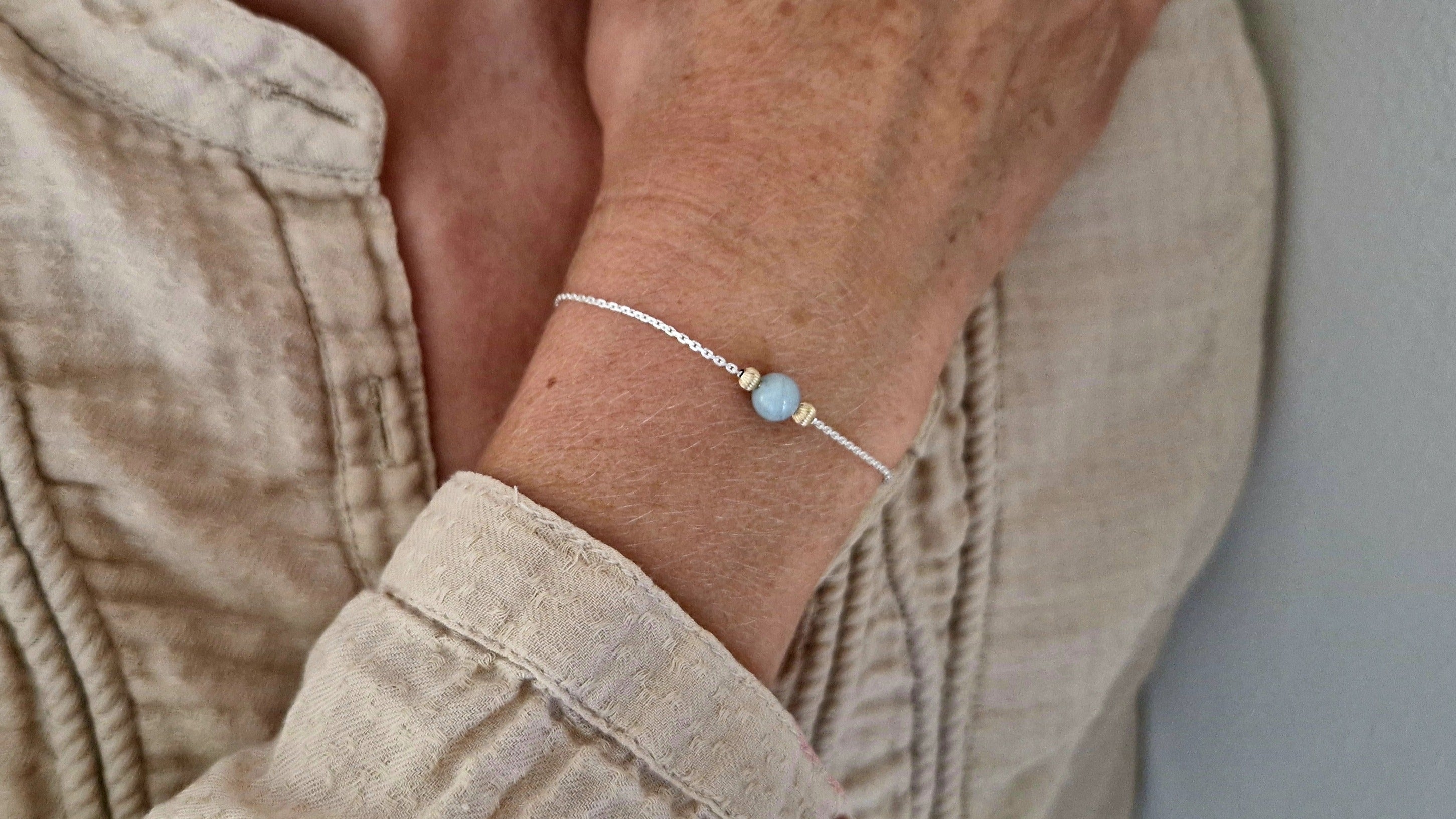 Bruiloft Parel Armbanden, Knoop Vriendschapsarmband, Aquamarijn S925 Bruiloft Parel Armbanden, Knoop Vriendschapsarmband, Aquamarijn S925